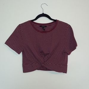 Forever 21 women's striped knotted crop top